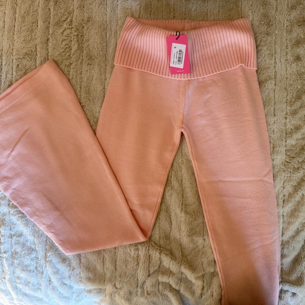 Edikted Peach Ribbed Leggings Cozy Fit